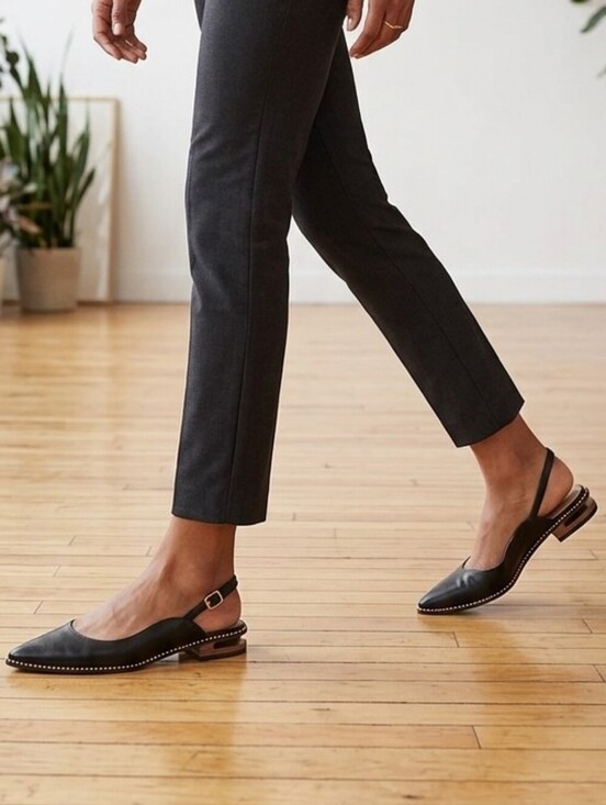 Coach Shoes - COACH Black Vae Leather Slingback Flats Skimmers Studded Size 8B